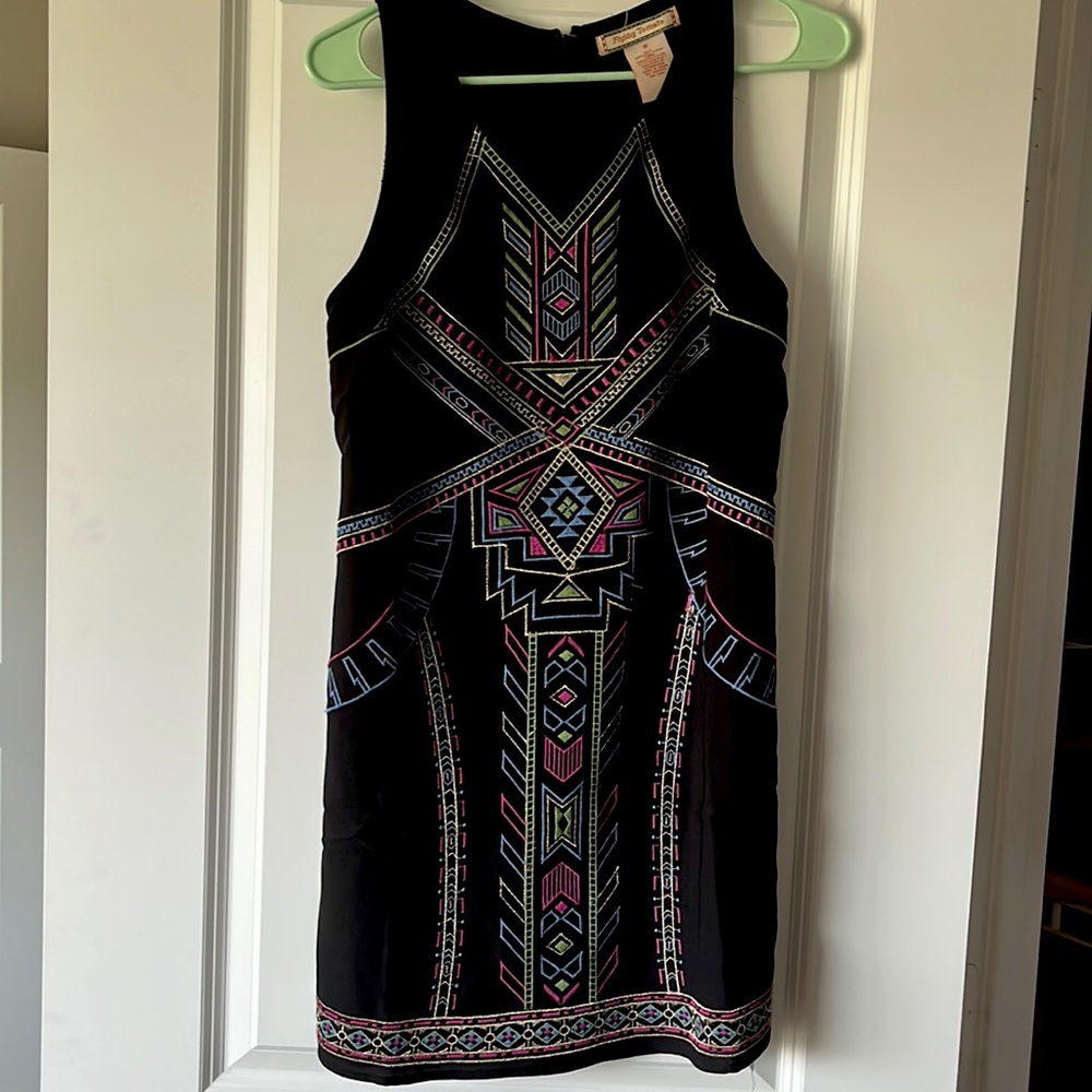 Black sleeveless mini dress